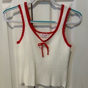 Red & White Knit Tank